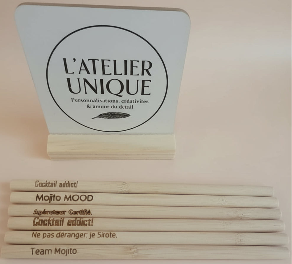 🌿 Pailles en bambou personnalisées