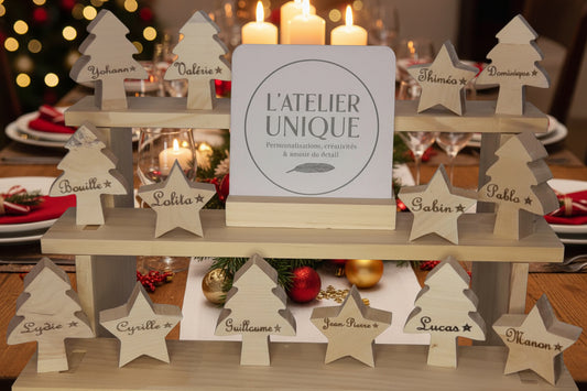 🎄 Marque-places en écorce de bois